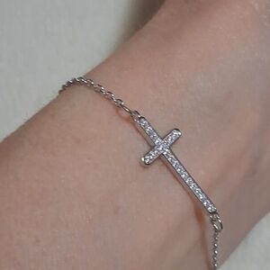 Moissanite Diamond Cross Bracelt 6.5"-8.5"